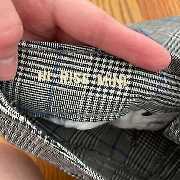 AMERICAN EAGLE Super Stretch Hi-Rise Mini Skirt Gray Black Plaid High Waisted 00 - Picture 7 of 12